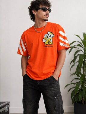RGSTR Orange King Status Bear Graphic Tee Streetwear Men’s 3XL